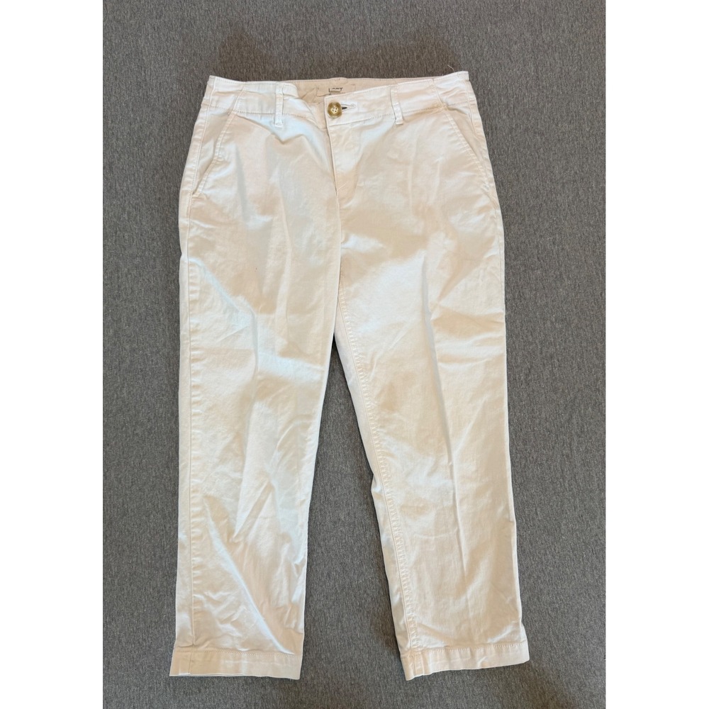 Loft The Monroe Slim Pants Womens 6P Cream Off White Chino Stretch Trousers